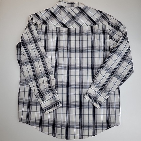 Coastal Mens White Plaid Pearl Snap Western Shirt Sz 2XL Cotton Long Sleeve - Picture 8 of 9